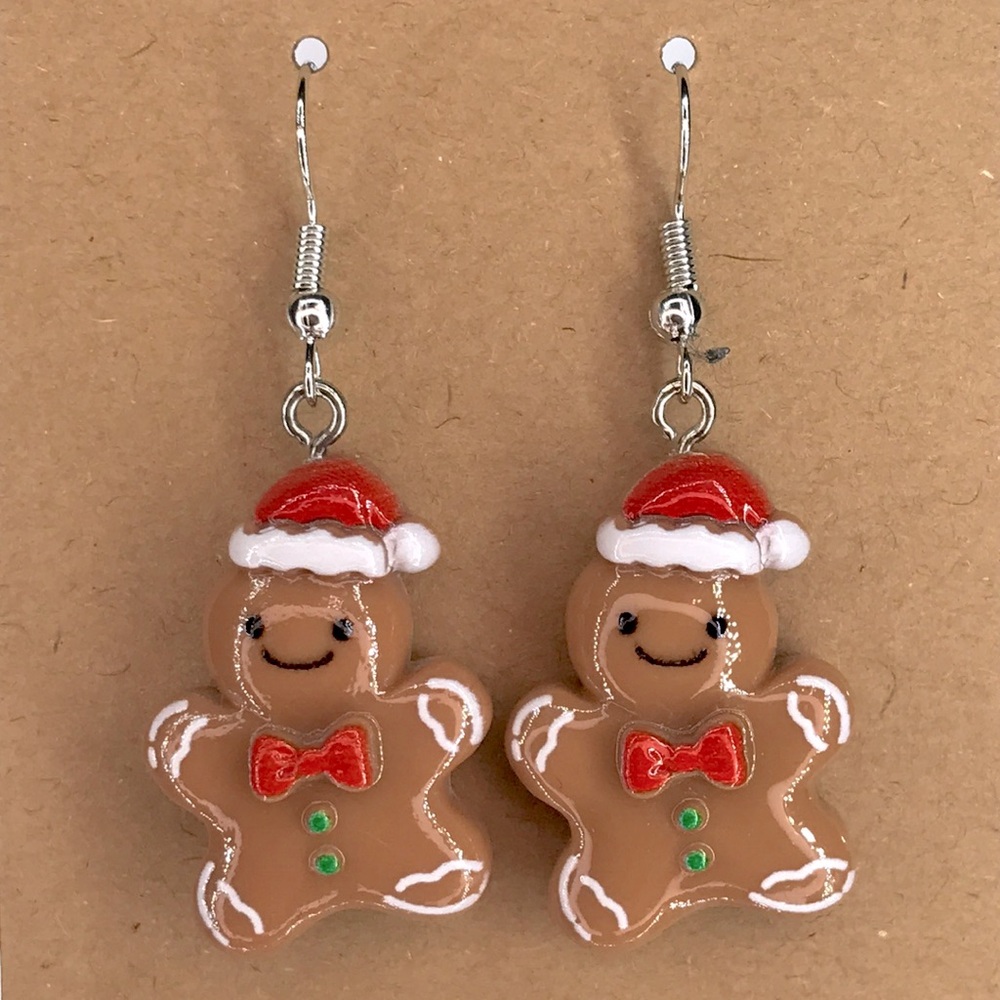 Resin Festive Christmas Gingerbread Man Earrings Fashion Jewelry